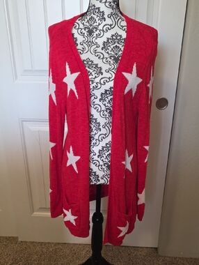 Boston Proper Vibrant Red Knit Cardigan